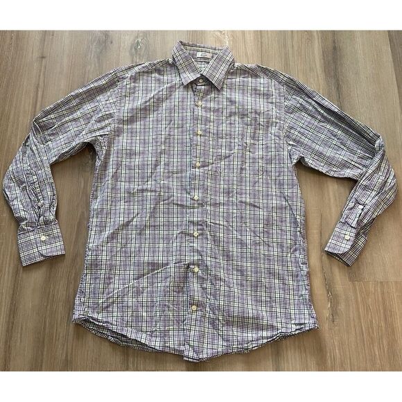 Peter Millar Mens Long Sleeve Button Up Cotton Plaid Shirt Medium - Picture 3 of 7